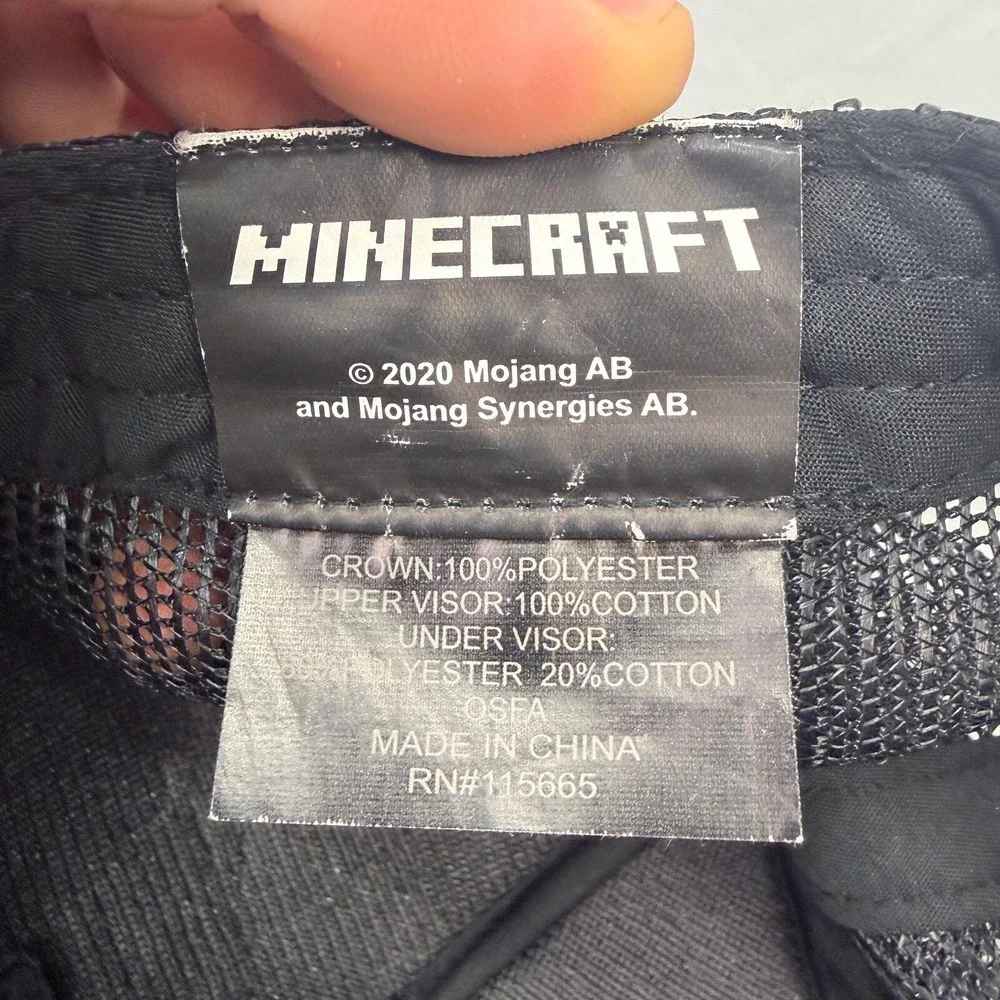 Minecraft Trucker Hat Creeper Snapback Kids OSFA Black Grey Mesh Cap